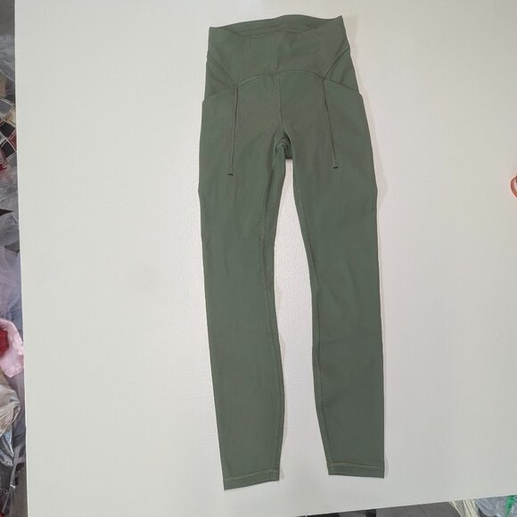 Lululemon Power Thru High-Rise Tight 25" Size 2 Green Twill  *Free tote bag - Picture 2 of 16